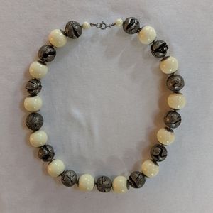 White & Silver Beaded Necklace